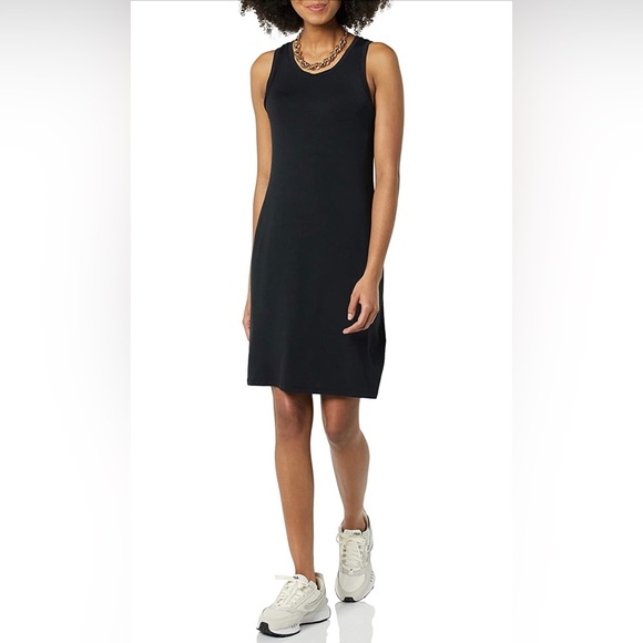 Daily Ritual Women's Supersoft Terry Racerback Midi Shirttail Black Dress Small - Picture 3 of 7